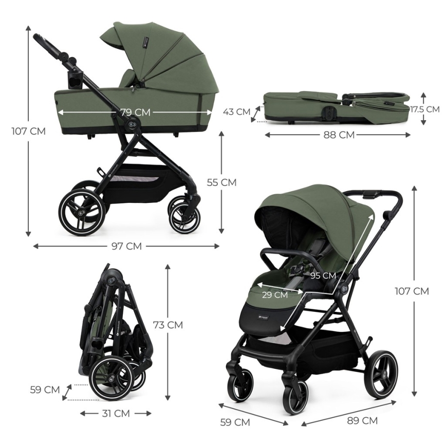 KINDERKRAFT SELECT - Käru 2in1 YOXI Mystic roheline