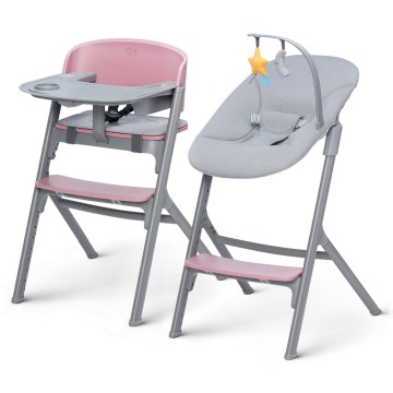 KINDERKRAFT SELECT - Laste söögitool 3-ühes LIVY Premium Aster roosa + lamamistool CALMEE