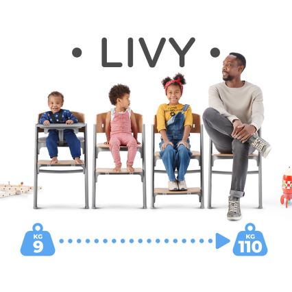KINDERKRAFT SELECT - Laste söögitool 3-ühes LIVY Premium tamm