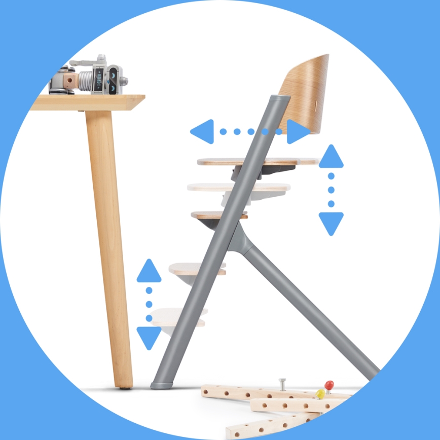 KINDERKRAFT SELECT - Laste söögitool 3-ühes LIVY Premium tamm + lamamistool CALMEE