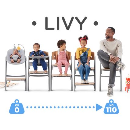 KINDERKRAFT SELECT - Laste söögitool 3-ühes LIVY Premium tamm + lamamistool CALMEE