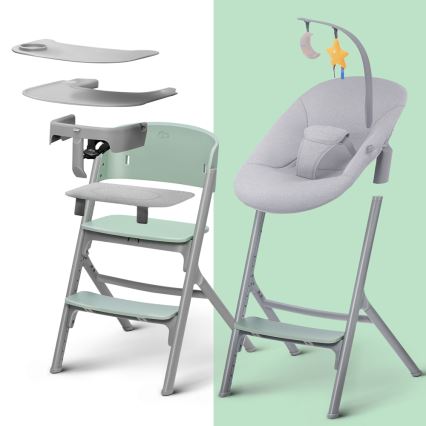 KINDERKRAFT SELECT - Laste söögitool 3-ühes LIVY Premium Aster roosa + lamamistool CALMEE