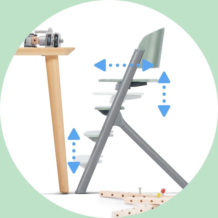 KINDERKRAFT SELECT - Laste söögitool 3-ühes LIVY Premium Aster roosa + lamamistool CALMEE