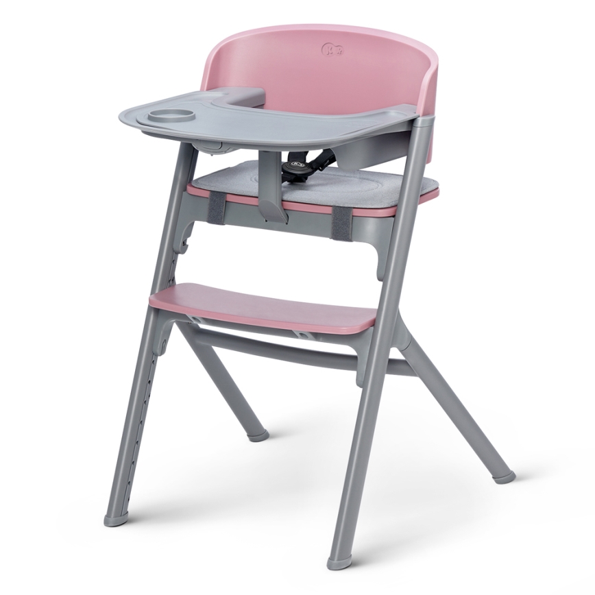KINDERKRAFT SELECT - Laste söögitool 3-ühes LIVY Premium Aster roosa + lamamistool CALMEE