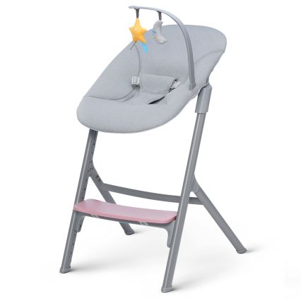 KINDERKRAFT SELECT - Laste söögitool 3-ühes LIVY Premium Aster roosa + lamamistool CALMEE