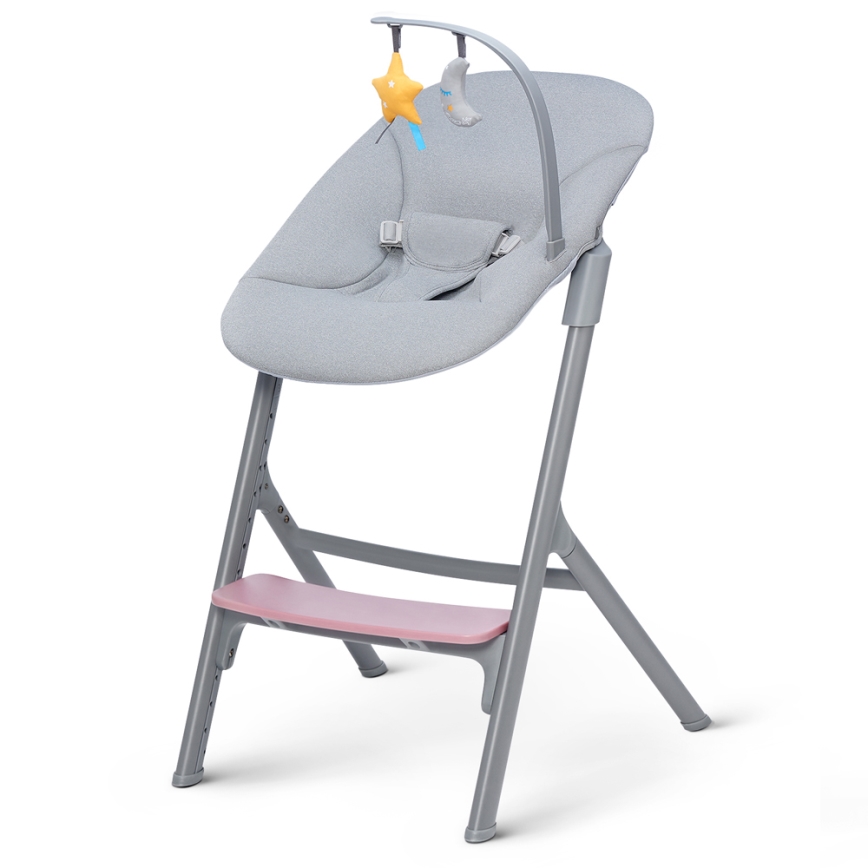 KINDERKRAFT SELECT - Laste söögitool 3-ühes LIVY Premium Aster roosa + lamamistool CALMEE