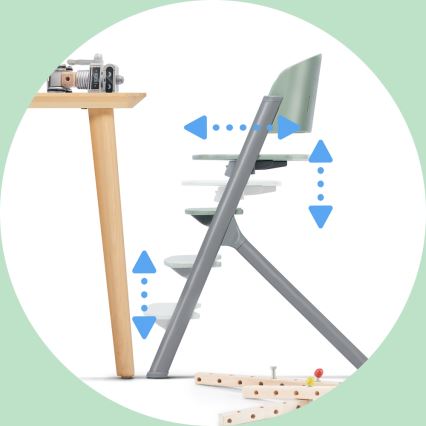 KINDERKRAFT SELECT - 3-ühes laste söögitool LIVY Premium Olive green + lamamistool CALMEE