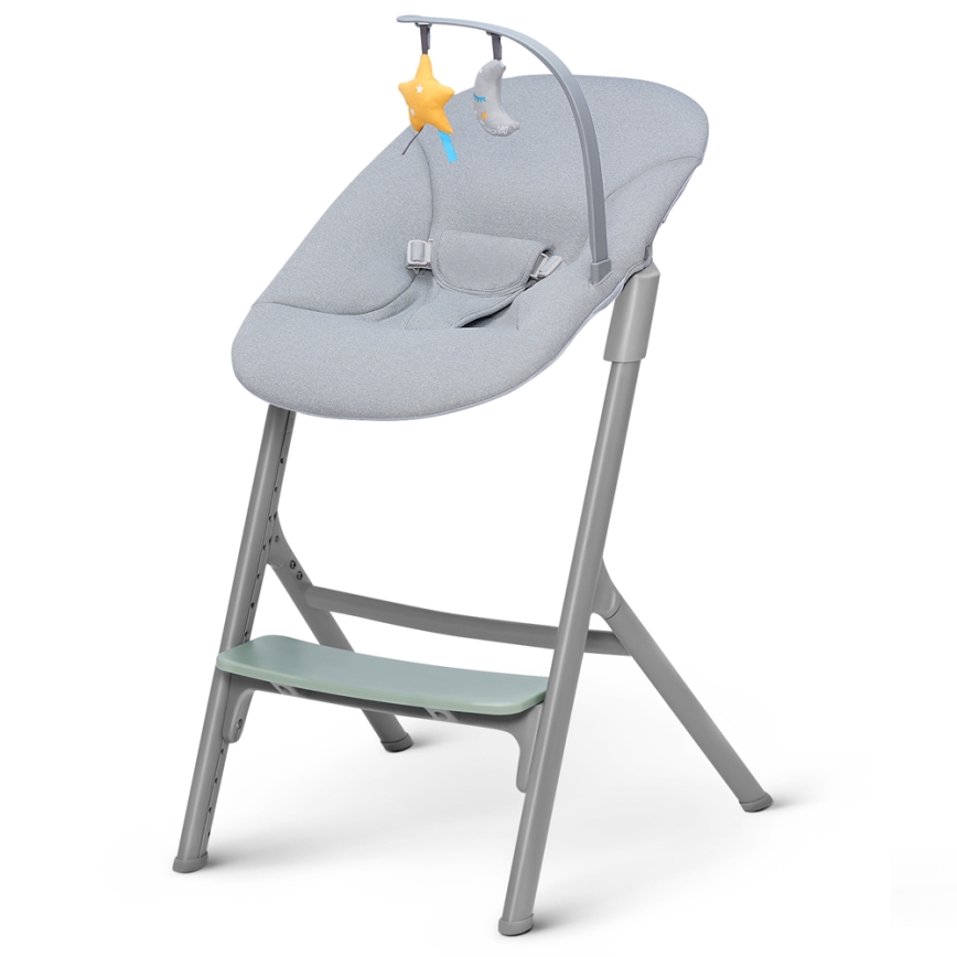 KINDERKRAFT SELECT - 3-ühes laste söögitool LIVY Premium Olive green + lamamistool CALMEE