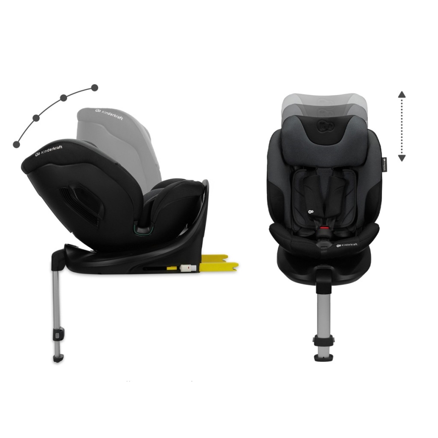 KINDERKRAFT SELECT - Pööratav turvatool I-FIX alusega (40-150 cm) grafiitmust