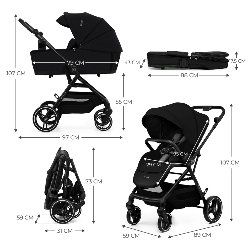 KINDERKRAFT SELECT - Universaalne vanker 2in1 YOXI Pure must