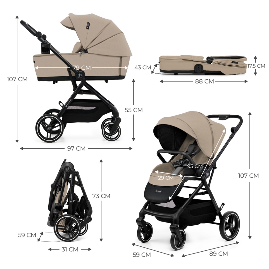 KINDERKRAFT SELECT - Universaalne vanker 2in1 YOXI Sand beež