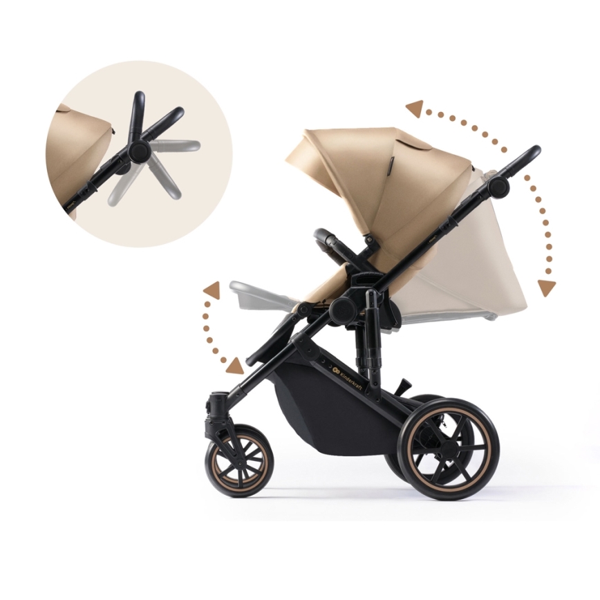 KINDERKRAFT SELECT - Universaalne vanker 3-ühes PRIME 2 Premium Sandrose beež + turvatool