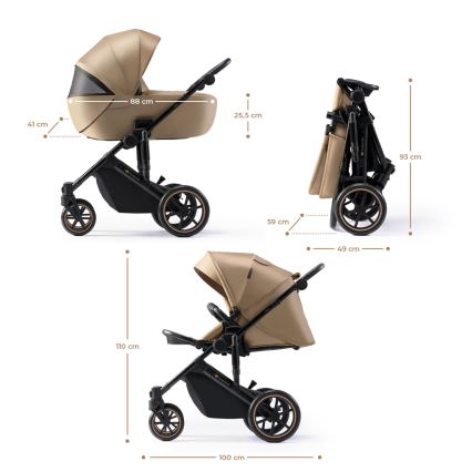 KINDERKRAFT SELECT - Universaalne vanker 3-ühes PRIME 2 Premium Sandrose beež + turvatool
