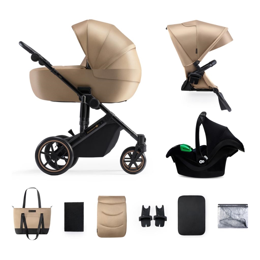 KINDERKRAFT SELECT - Universaalne vanker 3-ühes PRIME 2 Premium Sandrose beež + turvatool