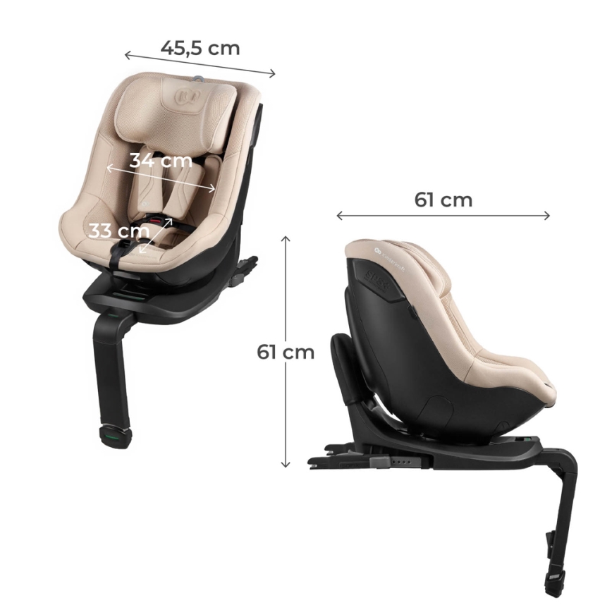 KINDERKRAFT - Pööratava alusega autos turvatool I-GUARD PRO i-Size 61-105 cm beež