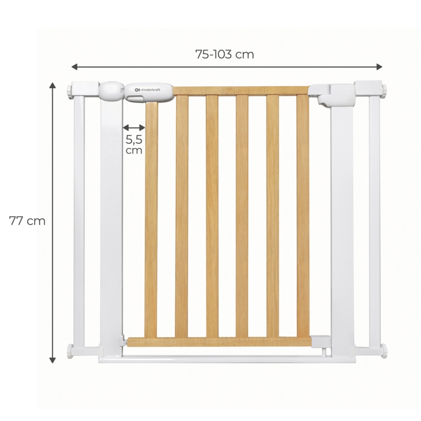 KINDERKRAFT - Turvavärav LOCK&GO 75-103 cm mänd