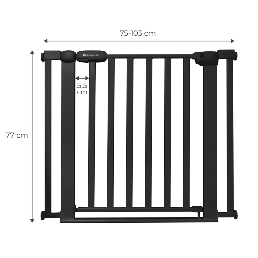 KINDERKRAFT - Turvavärav LOCK&GO 75-103 cm must