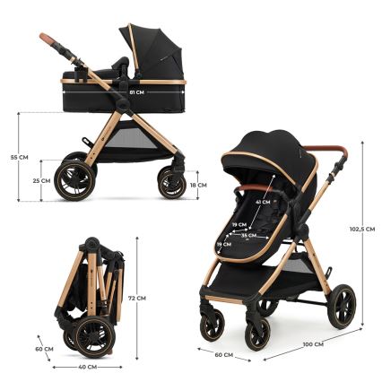 KINDERKRAFT - Universaalne vanker 3-ühes ESME Pure must + turvatool MINK PRO