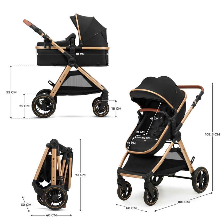 KINDERKRAFT - Universaalne vanker 3-ühes ESME Pure must + turvatool MINK PRO