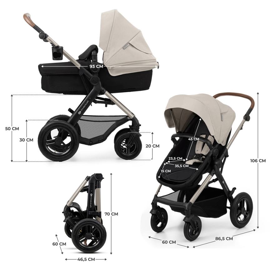 KINDERKRAFT - Universaalne vanker 3-ühes MOOV 2 AIR Moonlight hall + turvatool MINK PRO