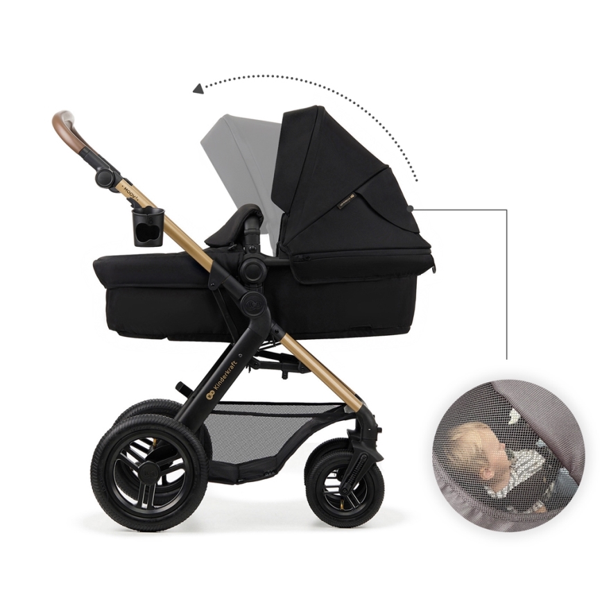 KINDERKRAFT - Universaalne vanker 3-ühes MOOV 2 AIR Pure must + turvatool MINK PRO