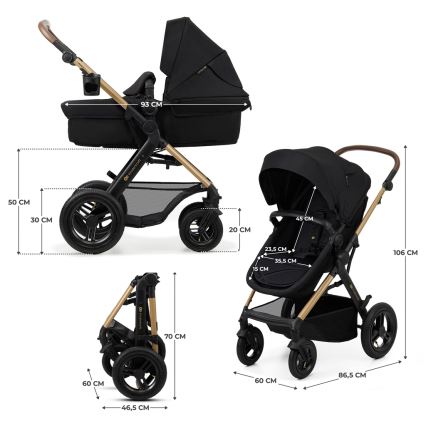 KINDERKRAFT - Universaalne vanker 3-ühes MOOV 2 AIR Pure must + turvatool MINK PRO
