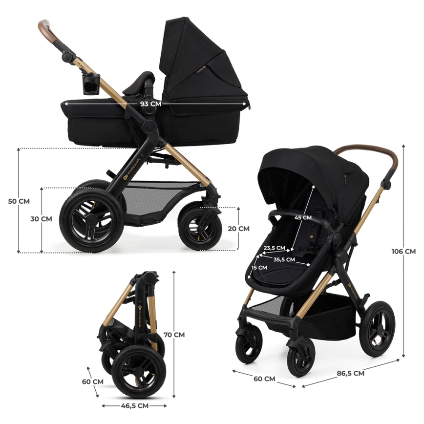 KINDERKRAFT - Universaalne vanker 3-ühes MOOV 2 AIR Pure must + turvatool MINK PRO