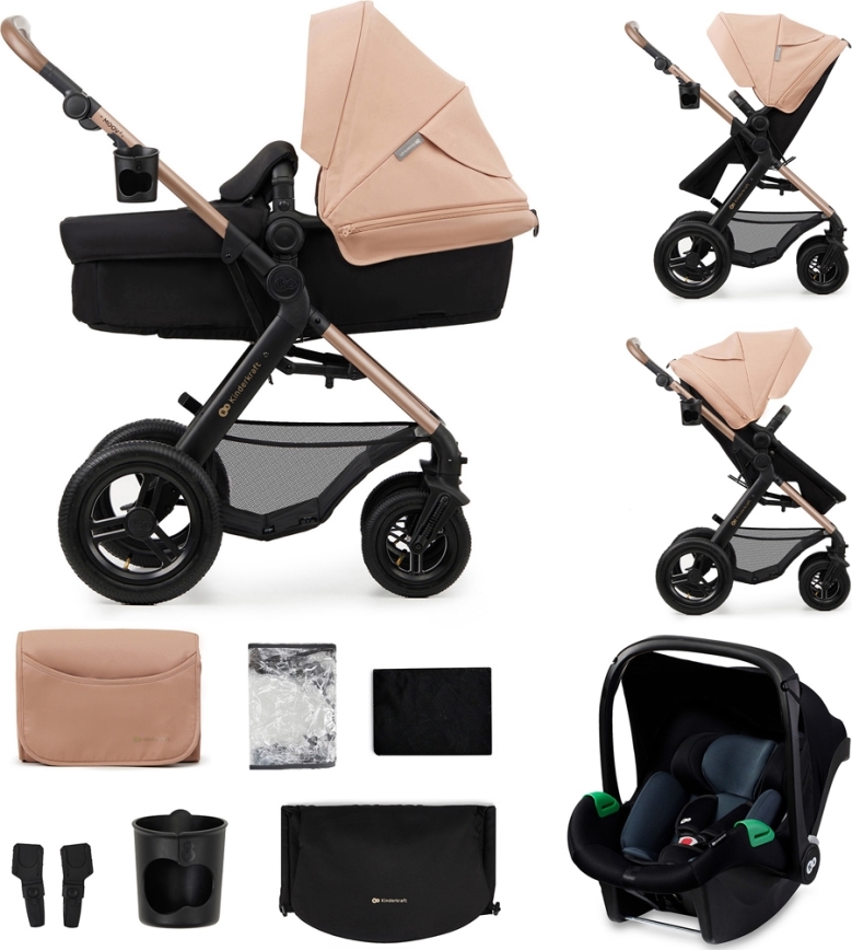 KINDERKRAFT - Universaalne vanker 3-ühes MOOV 2 AIR Sand beež + turvatool MINK PRO