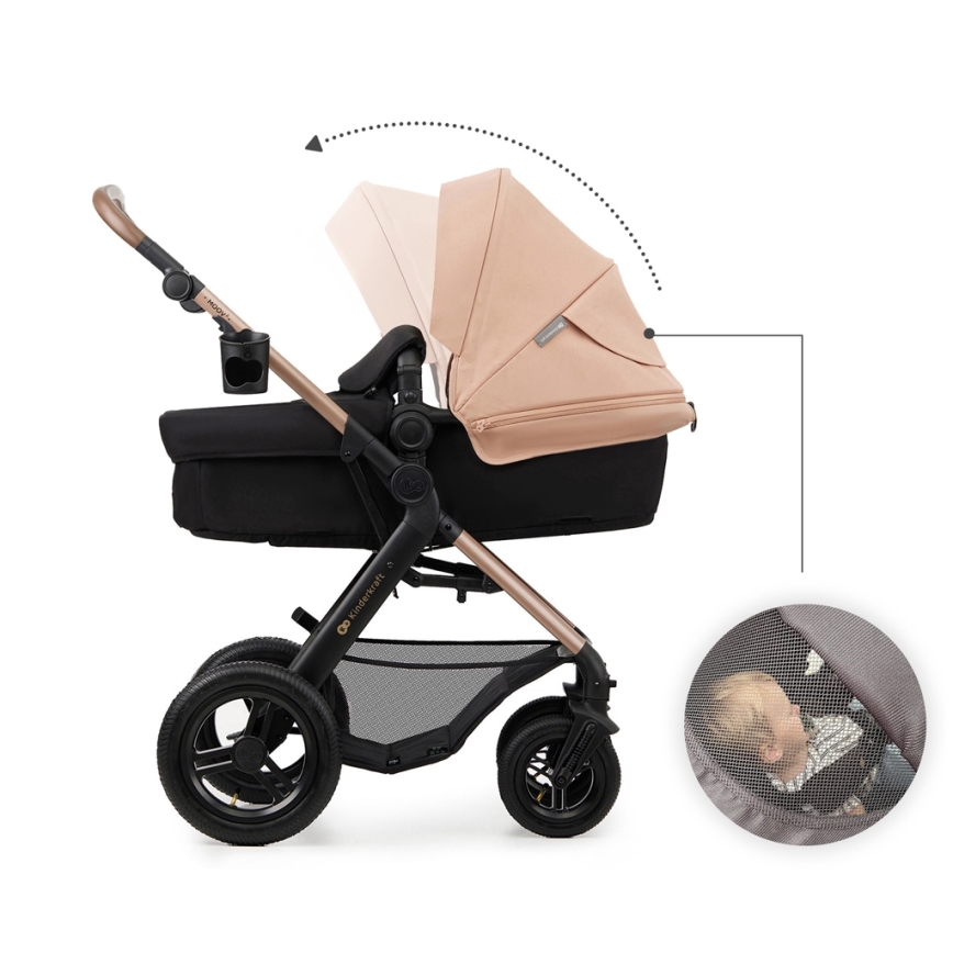 KINDERKRAFT - Universaalne vanker 3-ühes MOOV 2 AIR Sand beež + turvatool MINK PRO