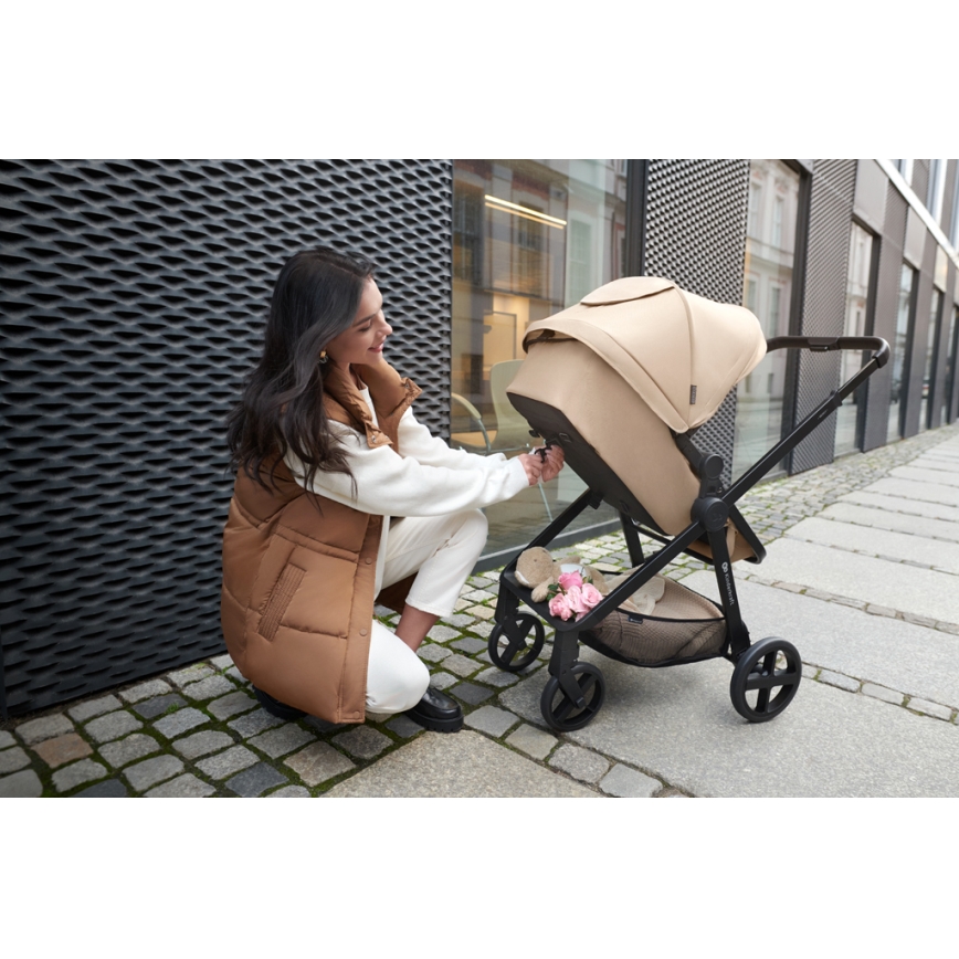 KINDERKRAFT - Universaalne vanker 4-ühes NEWLY Klassikaline beež + turvatool MINK PRO koos alusega ISOFIX