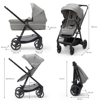 KINDERKRAFT - Universaalne vanker 4v1 NEWLY Klassikaline hall + turvatool MINK PRO koos alusega ISOFIX