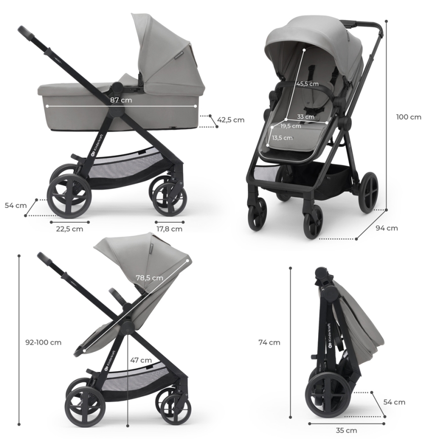 KINDERKRAFT - Universaalne vanker 4v1 NEWLY Klassikaline hall + turvatool MINK PRO koos alusega ISOFIX