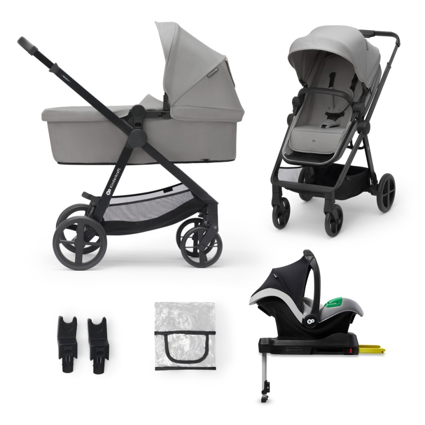 KINDERKRAFT - Universaalne vanker 4v1 NEWLY Klassikaline hall + turvatool MINK PRO koos alusega ISOFIX