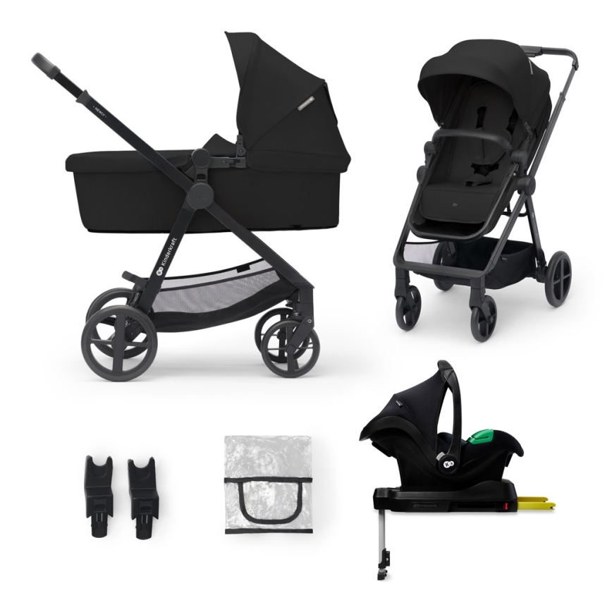KINDERKRAFT - Universaalne vanker 4v1 NEWLY Klassikaline must + turvatool MINK PRO koos alusega ISOFIX