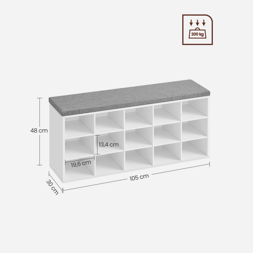 Kingakapp VOREN 105x48x30 cm valge/hall