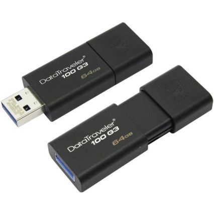 Kingston - Mälupulk DATATRAVELER 100 G3 USB 3.0 64GB must