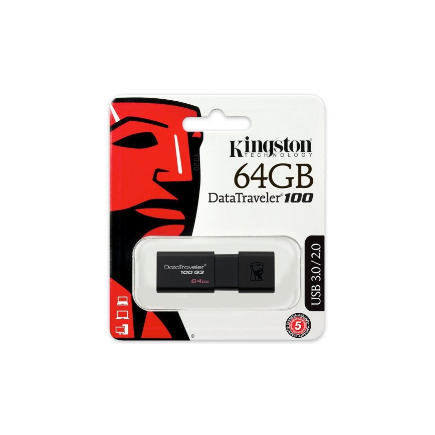 Kingston - Mälupulk DATATRAVELER 100 G3 USB 3.0 64GB must