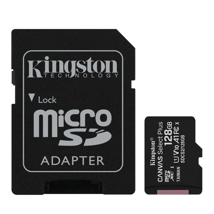 Kingston - MicroSDXC 128GB Canvas Select Plus U1 100MB/s + SD adapter
