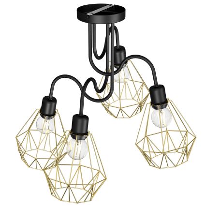 Kinnitatav lühter BERGEN 4xE27/60W/230V must/kuldne