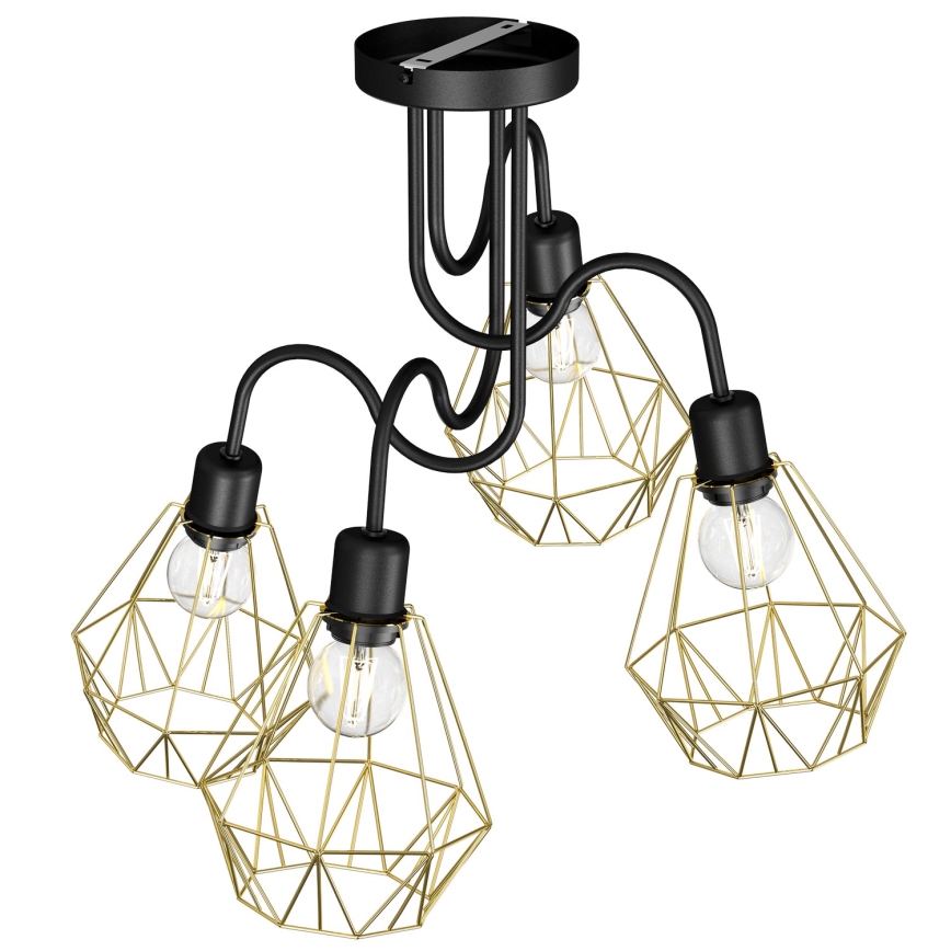 Kinnitatav lühter BERGEN 4xE27/60W/230V must/kuldne