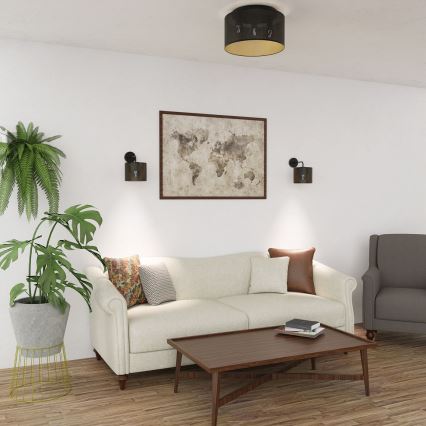 Kinnitatav lühter LOFT SHADE 3xE27/60W/230V must/kuldne
