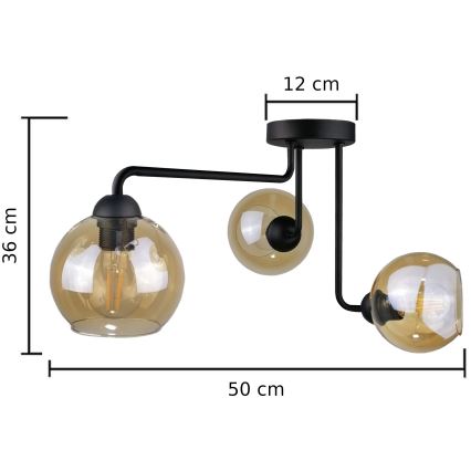 Kinnitatav lühter MONDE BLACK 3xE27/60W/230V