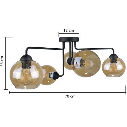 Kinnitatav lühter MONDE BLACK 5xE27/60W/230V