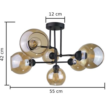 Kinnitatav lühter MONDE BLACK 6xE27/60W/230V