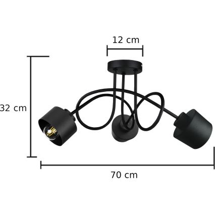 Kinnitatav lühter SIMPLY BLACK 3xE27/60W/230V