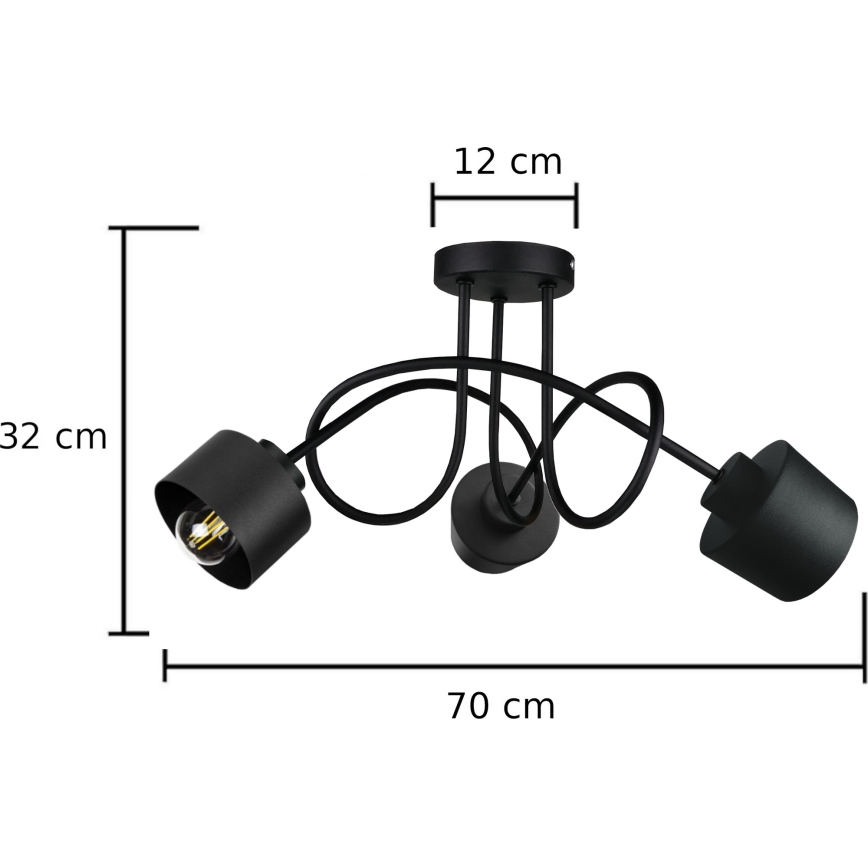 Kinnitatav lühter SIMPLY BLACK 3xE27/60W/230V