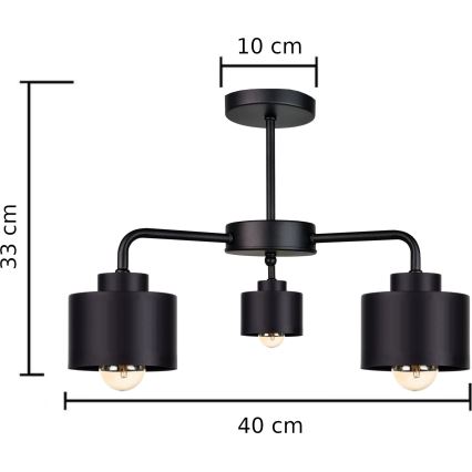 Kinnitatav lühter SIMPLY BLACK 3xE27/60W/230V