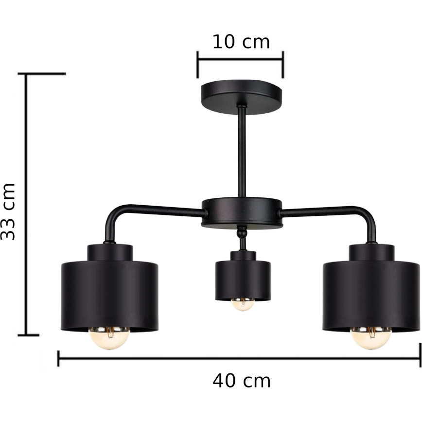 Kinnitatav lühter SIMPLY BLACK 3xE27/60W/230V
