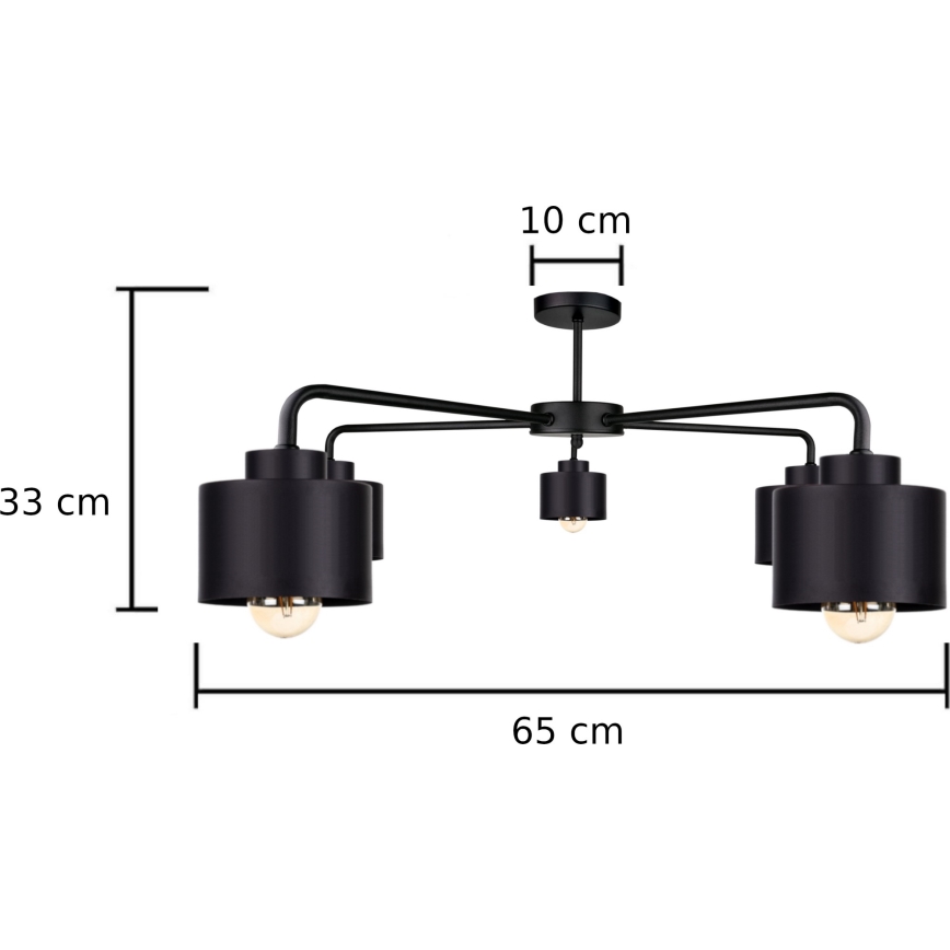 Kinnitatav lühter SIMPLY BLACK 5xE27/60W/230V