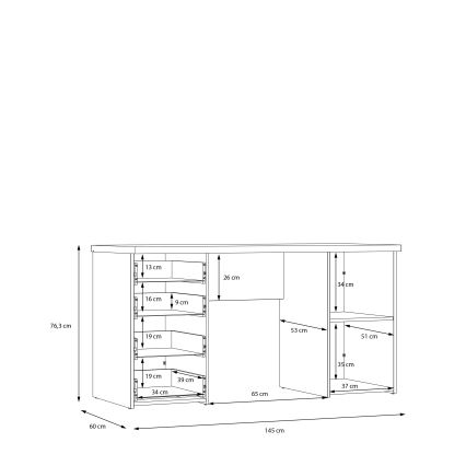 Kirjutuslaud ARENO, valge/sonoma tamm